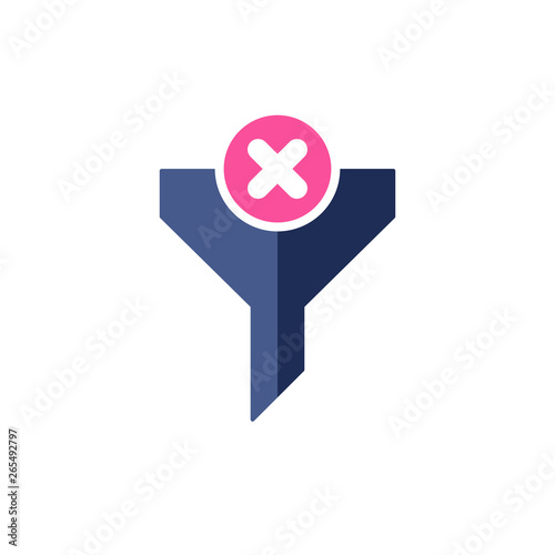 Filter icon with cancel sign. Funnel icon and close, delete, remove symbol