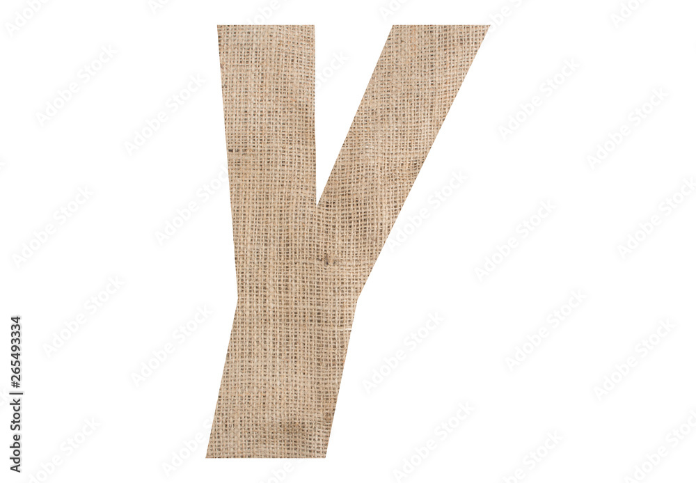 Letter Y with burlap texture on white background Letter Y with burlap texture on white background