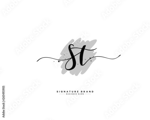 S T ST initial logo handwriting  template vector