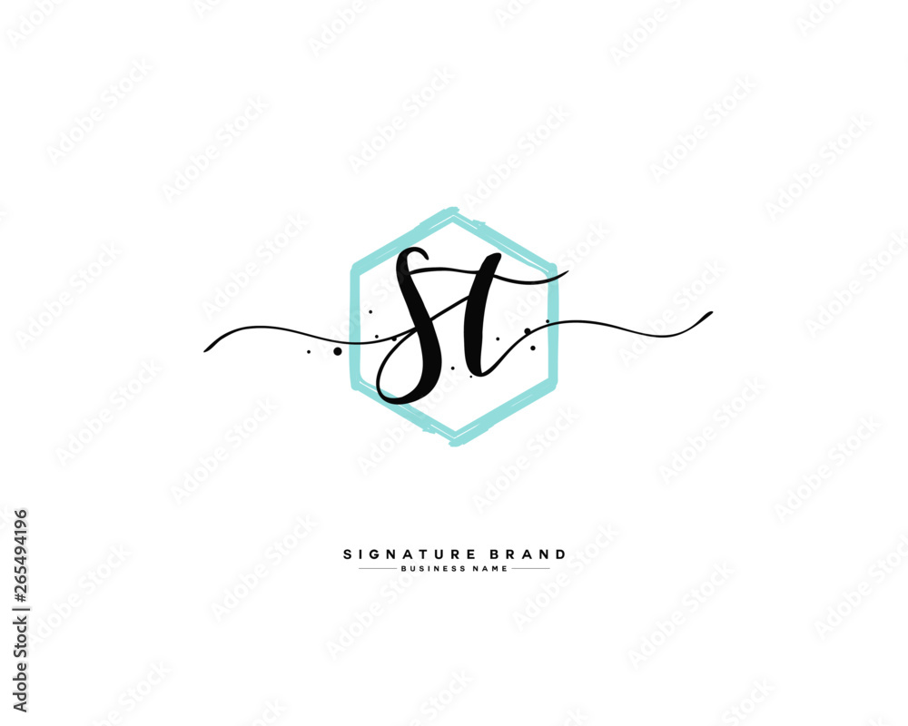 S T ST initial logo handwriting template vector S T ST initial logo handwriting template vector