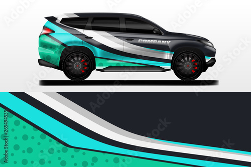 Car decal design vector. Graphic abstract stripe racing background kit designs for wrap vehicle, race car, nascar car, rally, adventure and livery