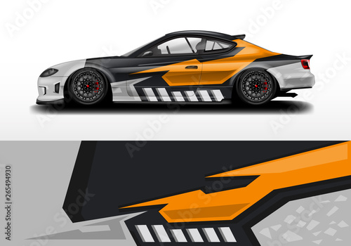 Car decal design vector. Graphic abstract stripe racing background kit designs for wrap vehicle, race car, nascar car, rally, adventure and livery