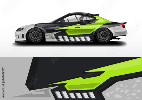 Car wrap graphic vector. Abstract stripe racing background kit designs for wrap vehicle, race car, rally, adventure and livery