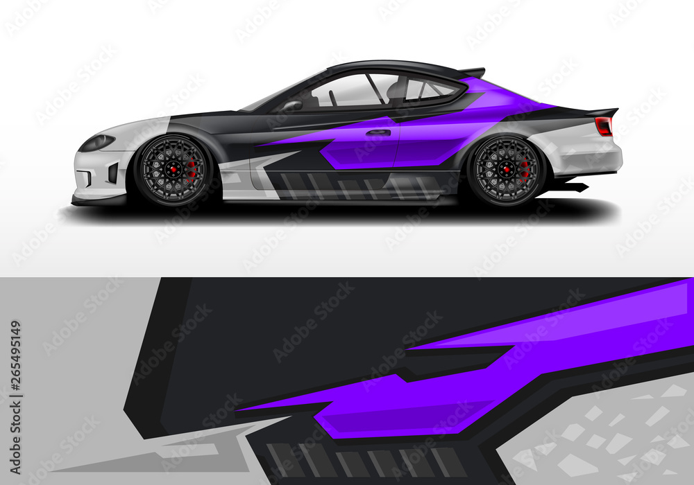 Car wrap graphic vector. Abstract stripe racing background kit designs for wrap vehicle, race car, rally, adventure and livery Car wrap graphic vector. Abstract stripe racing background kit designs for wrap vehicle, race car, rally, adventure and livery