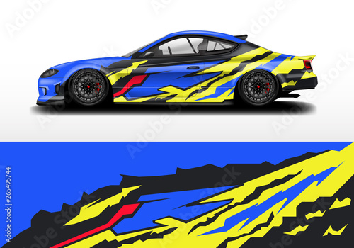 Car wrap graphic vector. Abstract stripe racing background kit designs for wrap vehicle, race car, rally, adventure and livery