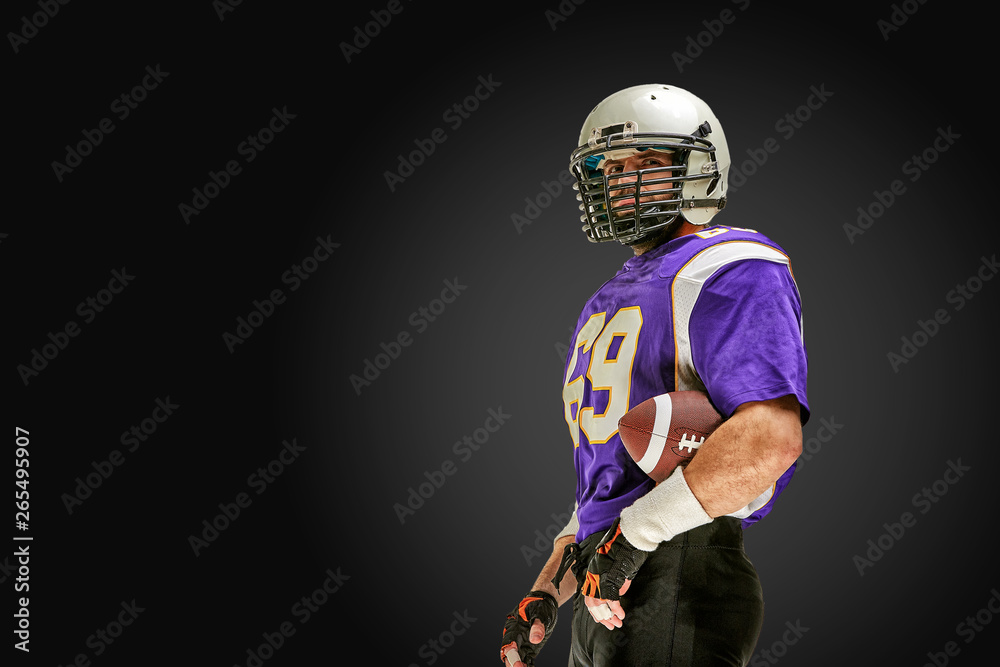 American football player in action with ball American football player in action with ball