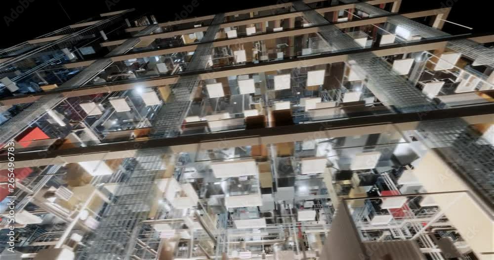 Visualization of a BIM model of an office building with transparent walls Visualization of a BIM model of an office building with transparent walls