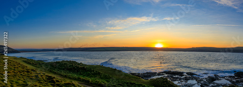 Panoramic View of a Sun Set over Daymer Bay