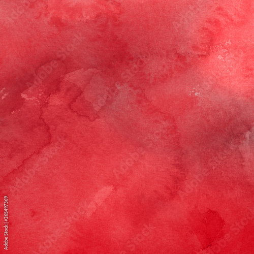 Red ink and watercolor texture on white paper background. Paint leaks and ombre effects. Hand painted abstract image.