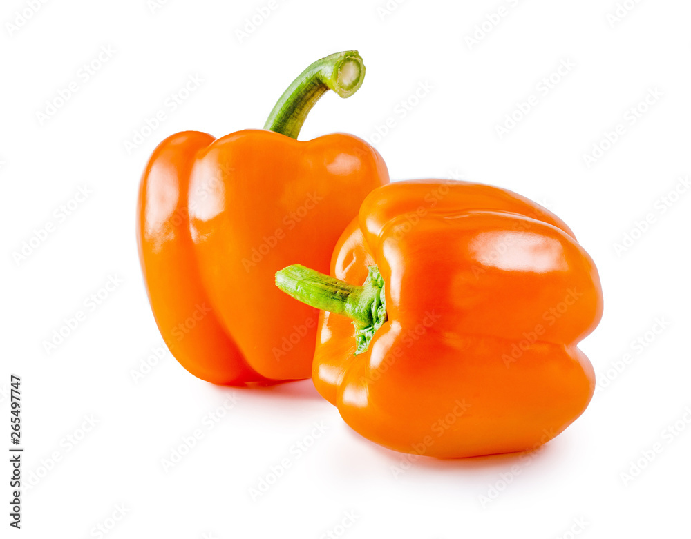 Fresh Orange pepper isolated on the white background. Food concept.