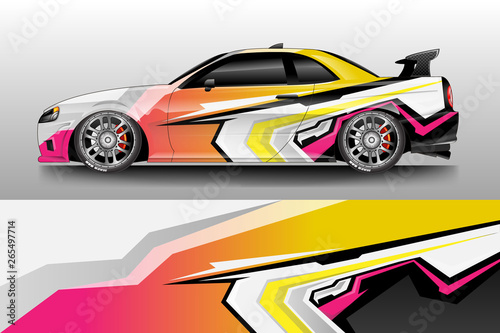 Car wrap graphic vector. Abstract stripe racing background kit designs for wrap vehicle  race car  rally  adventure and livery