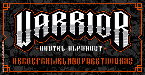 Warrior font, brutal typeface for themes such as biker, tattoo, rock and roll and many other.