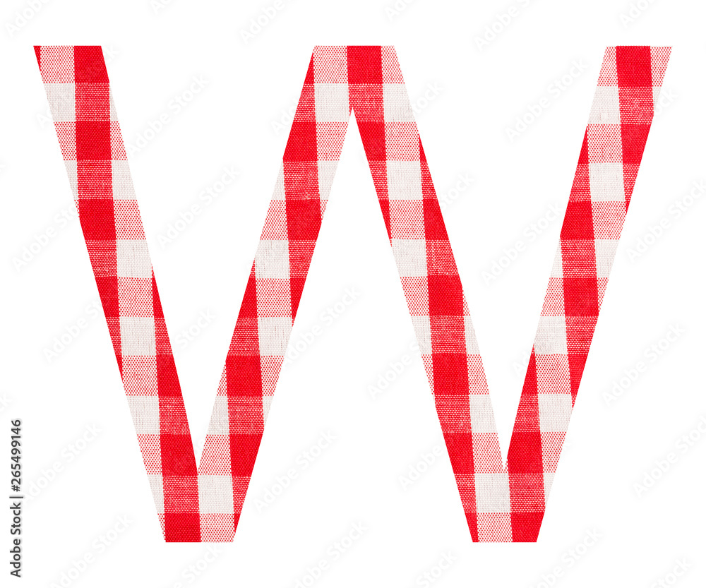 Obraz premium Letter W of the alphabet - Red checkered fabric tablecloth - White background