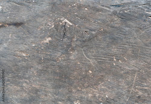 Distressed wood block texture with cracks splits and chips - Reclaimed weathered wooden surface background with discoloration and stains