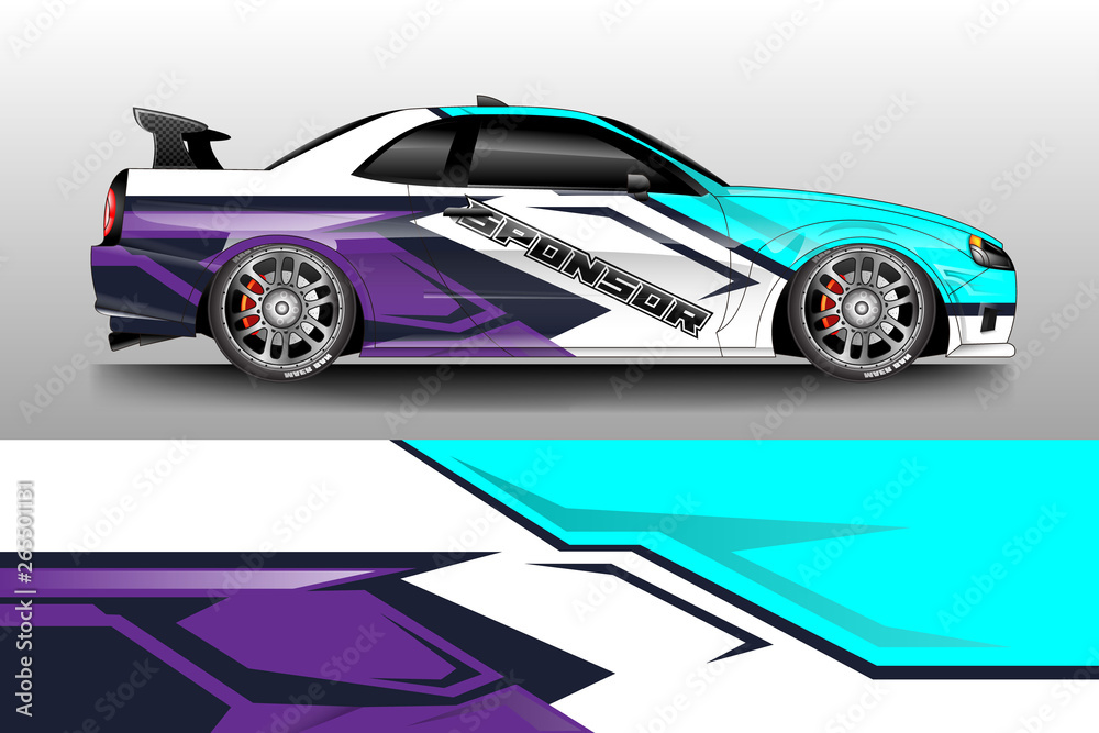 Car wrap livery decal vector , supercar, rally, drift . Graphic abstract stripe racing background . Eps 10 Car wrap livery decal vector , supercar, rally, drift . Graphic abstract stripe racing background . Eps 10
