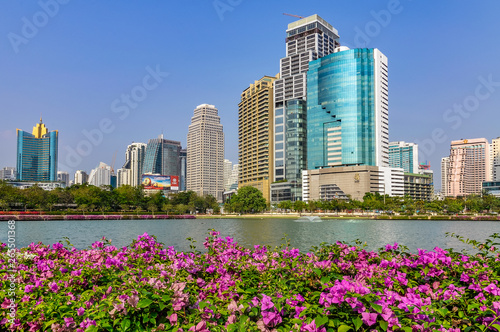 Tall buildings in Benchakitti Park in Bangkok, Thailand © kovgabor79