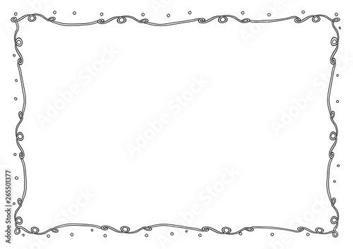Decorative border frame. Vector design page template a4. Abstract black and white pattern.
