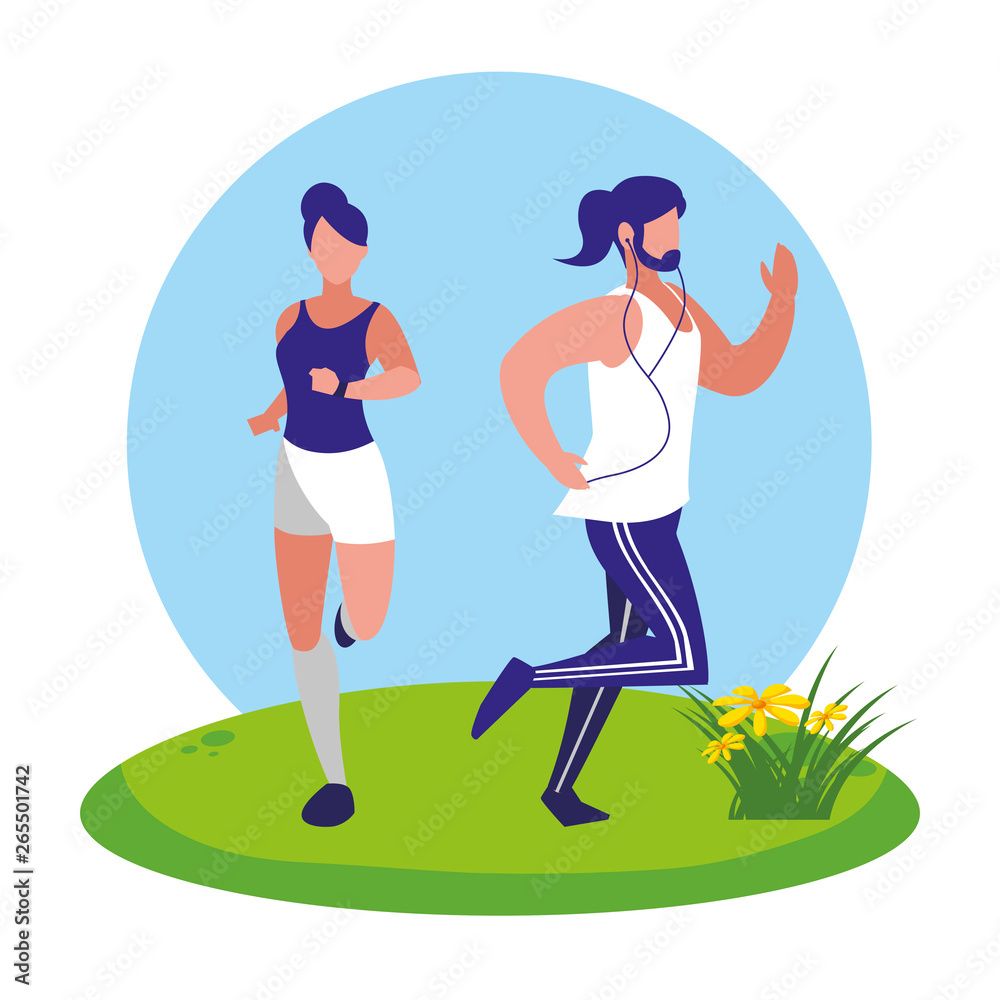 athletics couple running in the camp