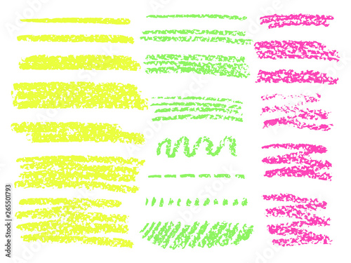 Vector yellow highlighter brush lines. Hand drawing.