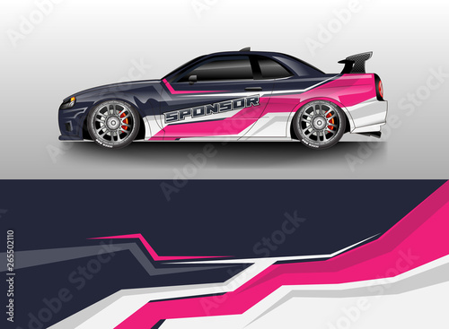 Car wrap livery decal vector   supercar  rally  drift . Graphic abstract stripe racing background . Eps 10 