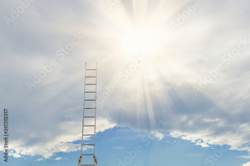 Stairway to Heaven. Against the backdrop of clouds and the rays of the sun.