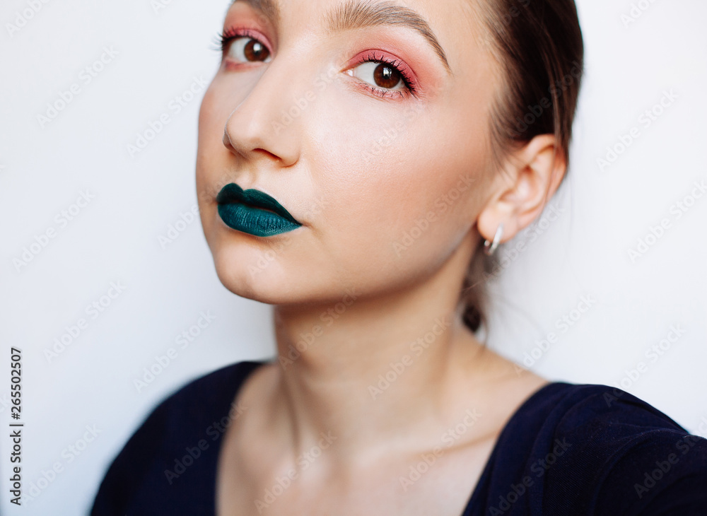 Close up selfie portrait of pretty young woman with creative make up Close up selfie portrait of pretty young woman with creative make up
