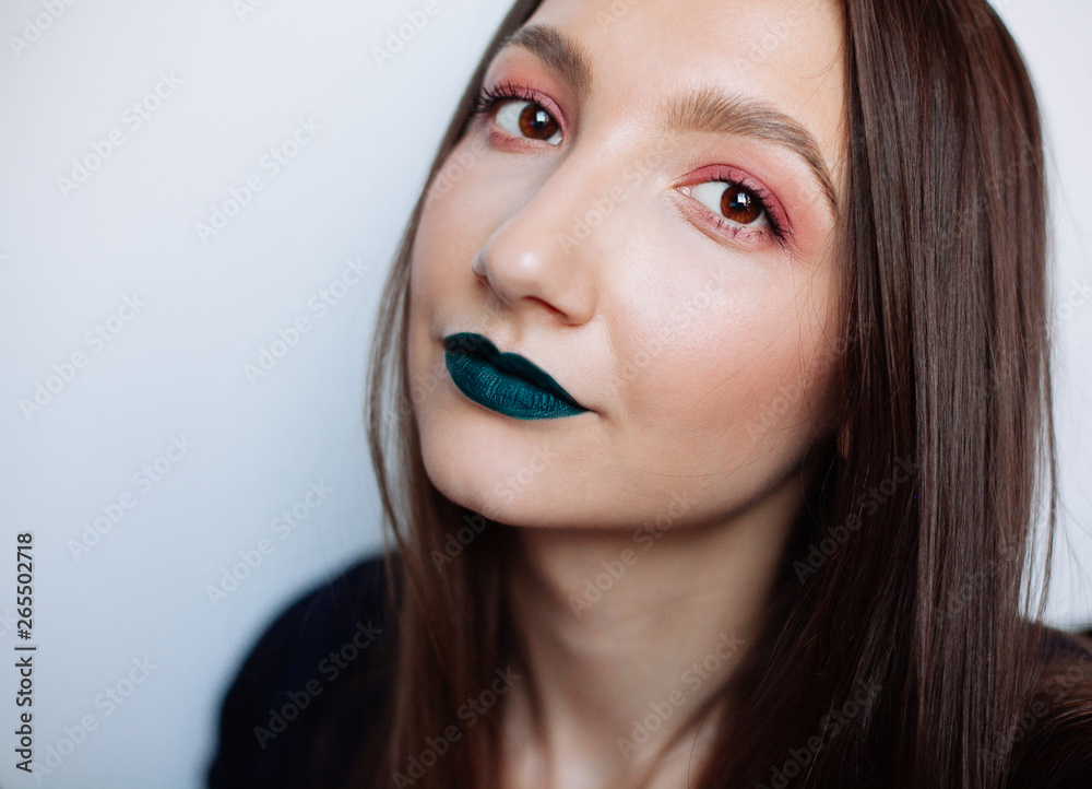 Close up selfie portrait of pretty young woman with creative make up Close up selfie portrait of pretty young woman with creative make up