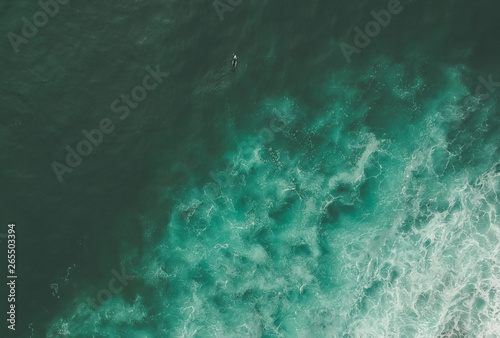 Aerial view from a surfer in a Surf Spot. Drone photo