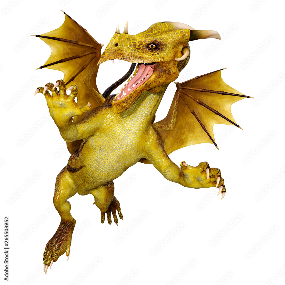 Fototapeta premium 3D Rendering Fairy Tale Dragon on White