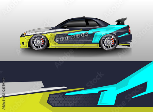 Car wrap livery decal vector   supercar  rally  drift . Graphic abstract stripe racing background . Eps 10 