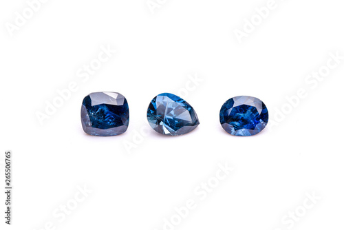 Sapphire Gemstones on White Background