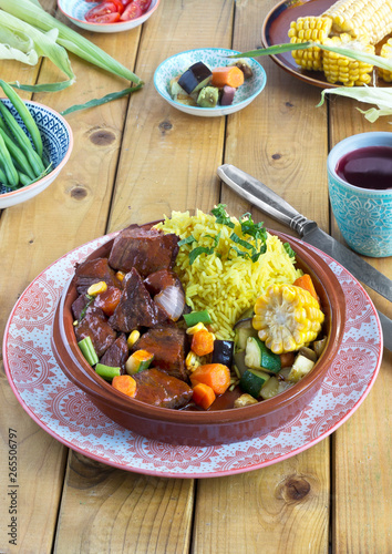 Lamb braised with rice and vegetables