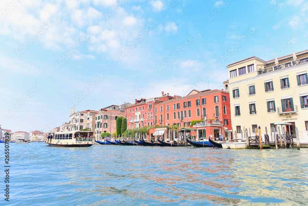 Italian Houses Along the Grand Canal in Venice City