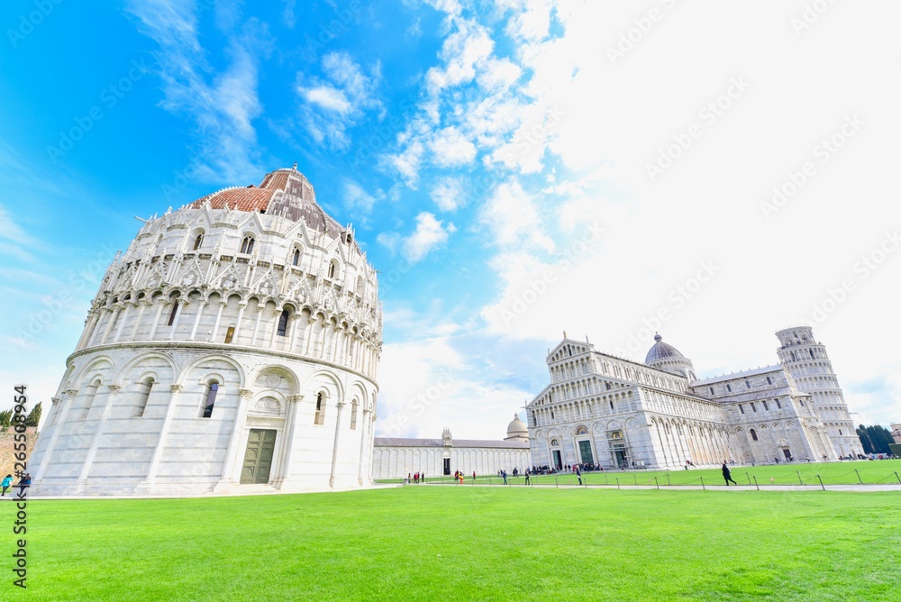 Pisa Baptistery, Pisa Cathedral, and the Leaning Tower of Pisa