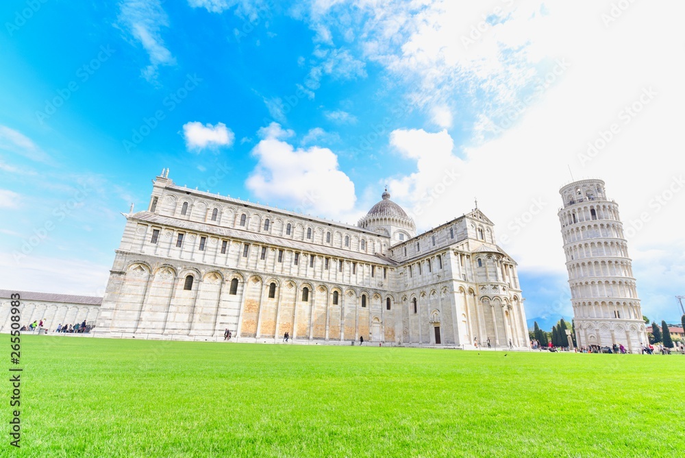Pisa Cathedral with the Leaning Tower of Pisa During Summer