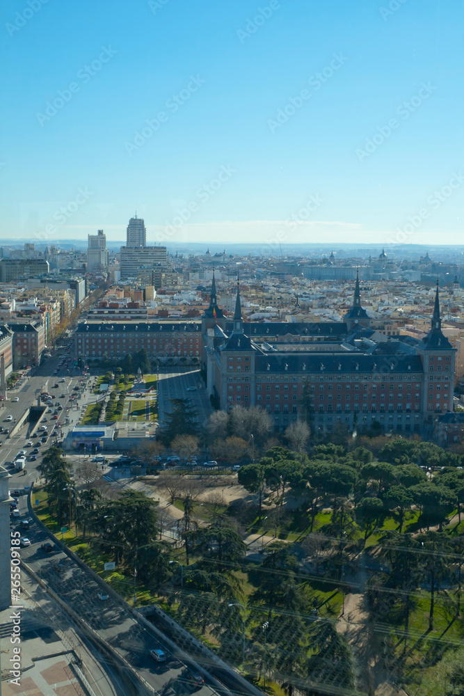 Madrid, Spain. January, 12, 2019. Madrid skyline from the lighthouse of Moncloa