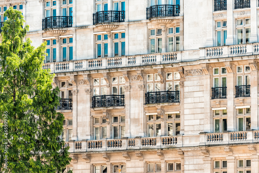 London, UK Whitehall in the city of Westminster architecture closeup windows pattern