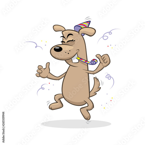 Dog party hat whistle blowing vector illustration