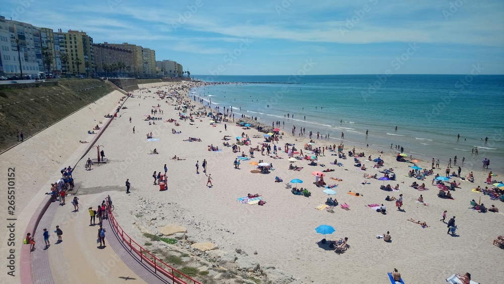 Sunny beach in Cadiz, Andalusia, Spain