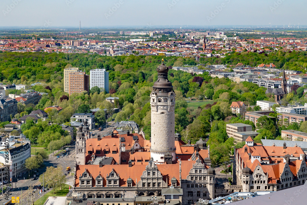 Leipzig, neues Rathaus, Luftaufnahme