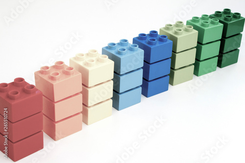 Samples of vintage coloured blocks Duplo bricks