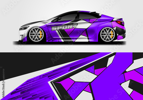 Sticker car design vector. Graphic abstract background designs for vehicle, race car, rally, livery 