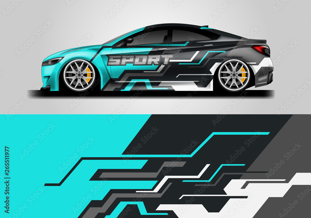 Sticker car design vector. Graphic abstract background designs for vehicle, race car, rally, livery 