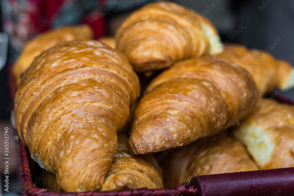Close up of a traditional french croissant pastry