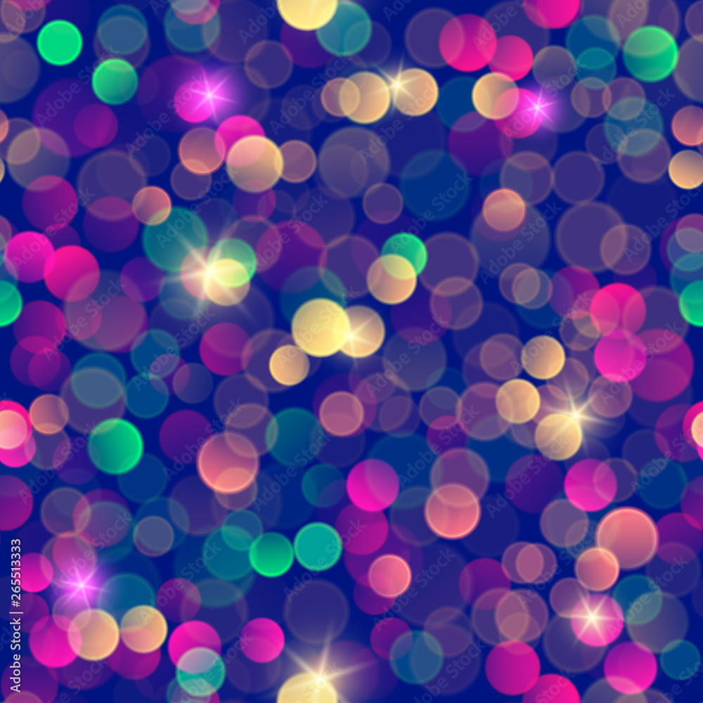 Retro party blue pattern with bokeh