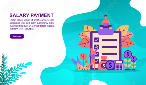 Salary payment illustration concept with character. Template for, banner, presentation, social media, poster, advertising, promotion