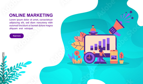 Online marketing illustration concept with character. Template for, banner, presentation, social media, poster, advertising, promotion