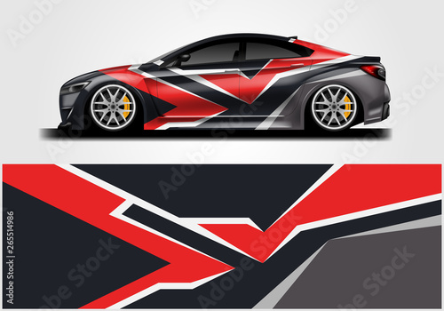 Car wrap decal rally design vector. Graphic abstract background designs for vehicle  © Alleuy