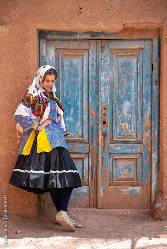 beautiful Iranian lady in a village of Abyaneh