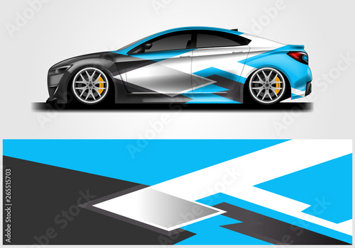 Car wrap decal rally design vector. Graphic abstract background designs for vehicle 